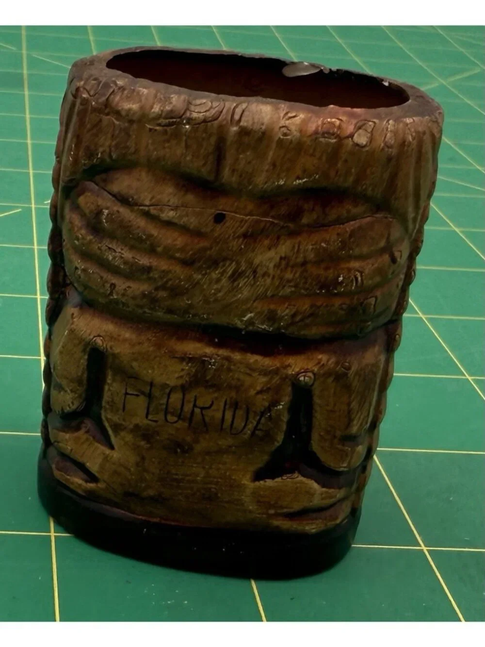 Vintage Hawaiian Tiki Tooth Pick Holder Ceramic Florida Souvenir READ